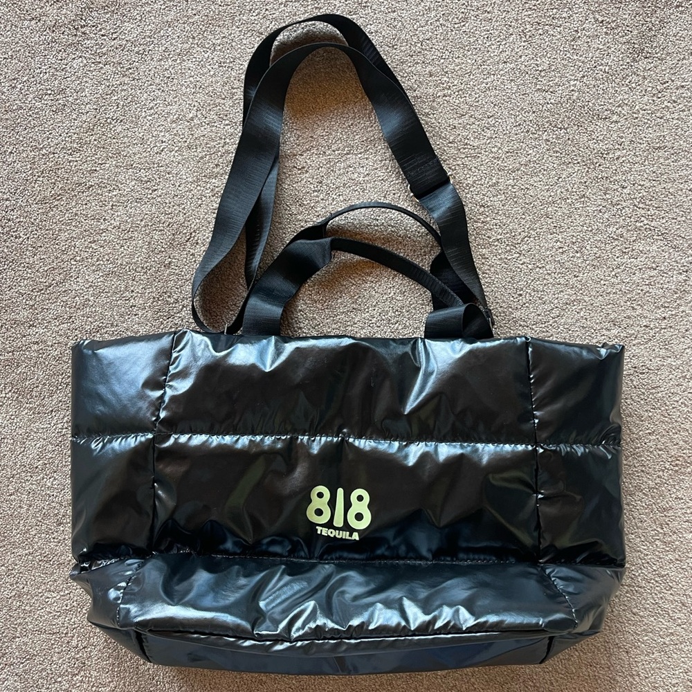 818 Tequila Kendall Jenner Black Water Resistant Quilted Tote Crossbody Bag